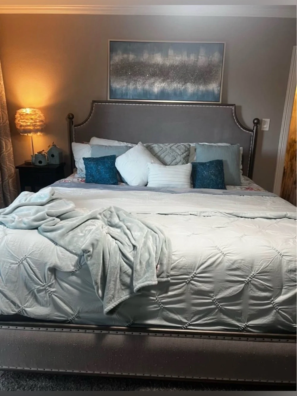 King mint Cotton Comforter Set 3pc Tuft  Minimal Luxury with accent pillows 8pc